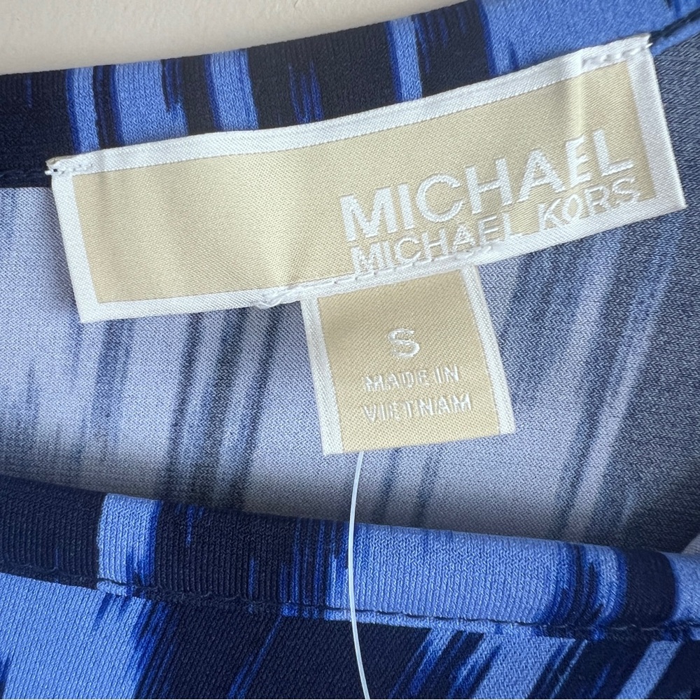 Michael Kors NWT Blue Black Patterned pleated Dress women’s small - Picture 5 of 8